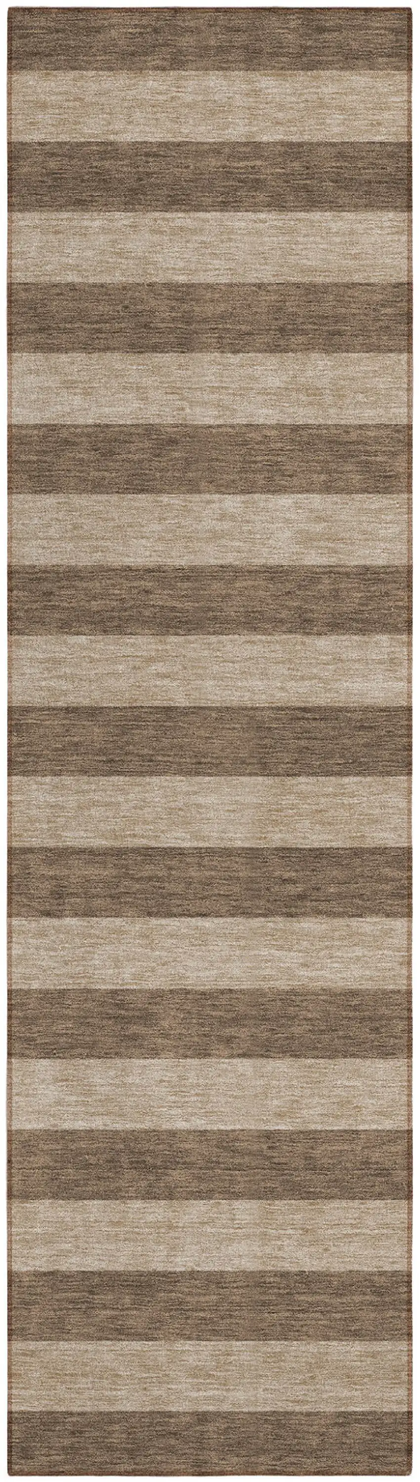 Coffee Striped Washable Non Skid Indoor Outdoor Runner Rug Photo 2