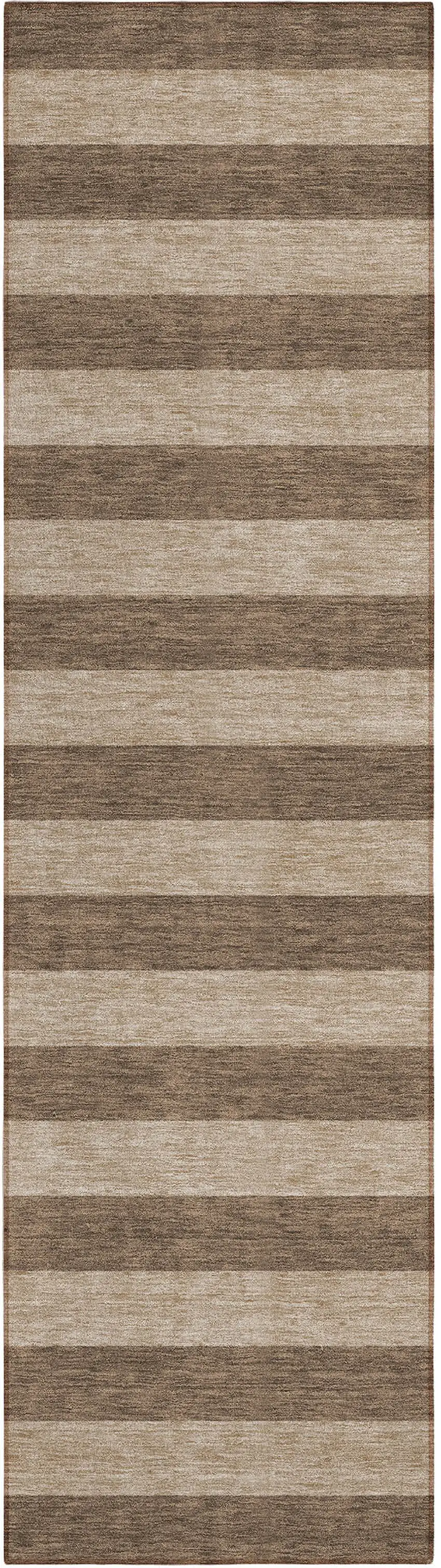 Coffee Striped Washable Non Skid Indoor Outdoor Runner Rug Photo 2