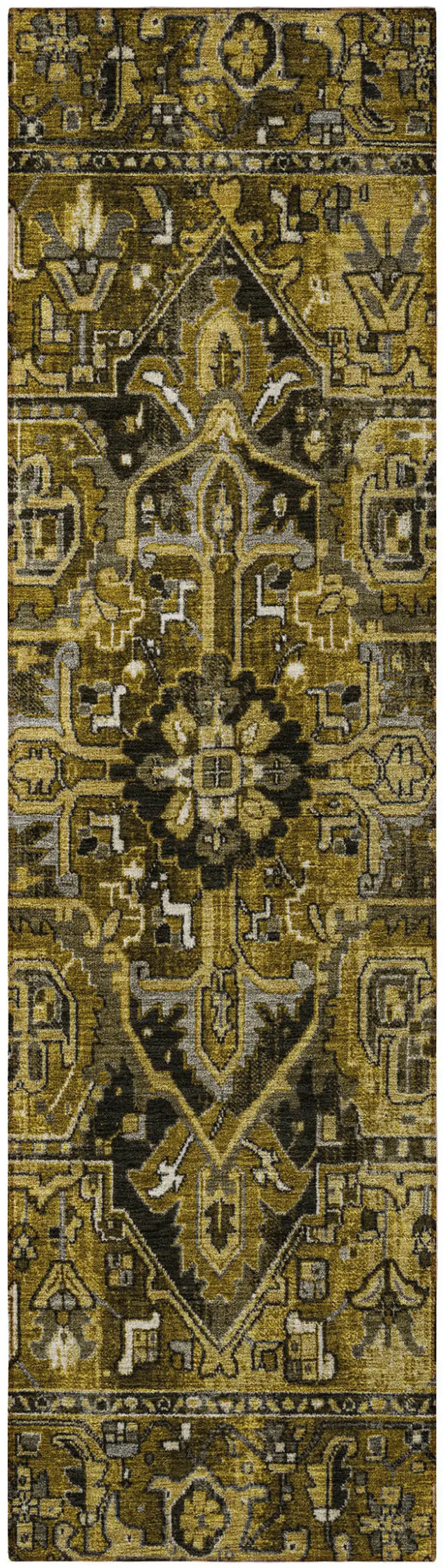 Coffee and Gray Oriental Washable Non Skid Indoor Outdoor Runner Rug Photo 4