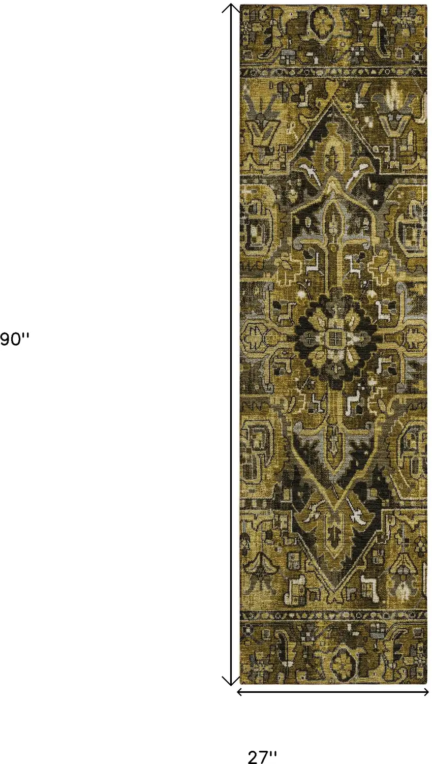 8' Runner Coffee and Gray Oriental Washable Non Skid Indoor Outdoor Runner Rug Photo 3