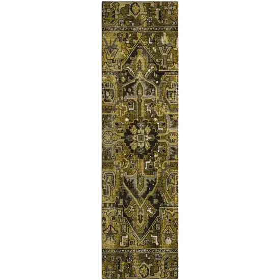 8' Runner Coffee and Gray Oriental Washable Non Skid Indoor Outdoor Runner Rug Photo 2