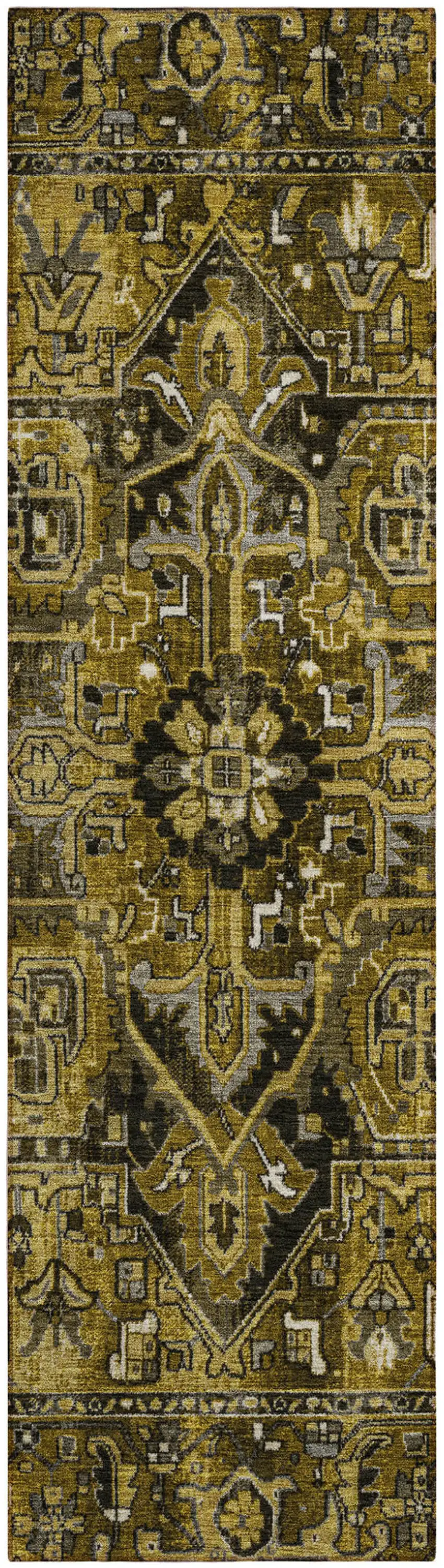 8' Runner Coffee and Gray Oriental Washable Non Skid Indoor Outdoor Runner Rug Photo 2