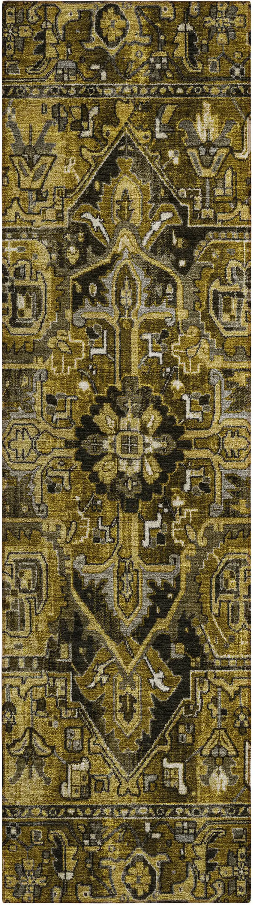 8' Runner Coffee and Gray Oriental Washable Non Skid Indoor Outdoor Runner Rug Photo 2
