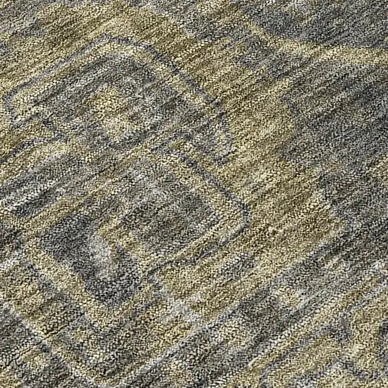 Dark Moss Green and Gray Oriental Washable Non Skid Indoor Outdoor Runner Rug Photo 8