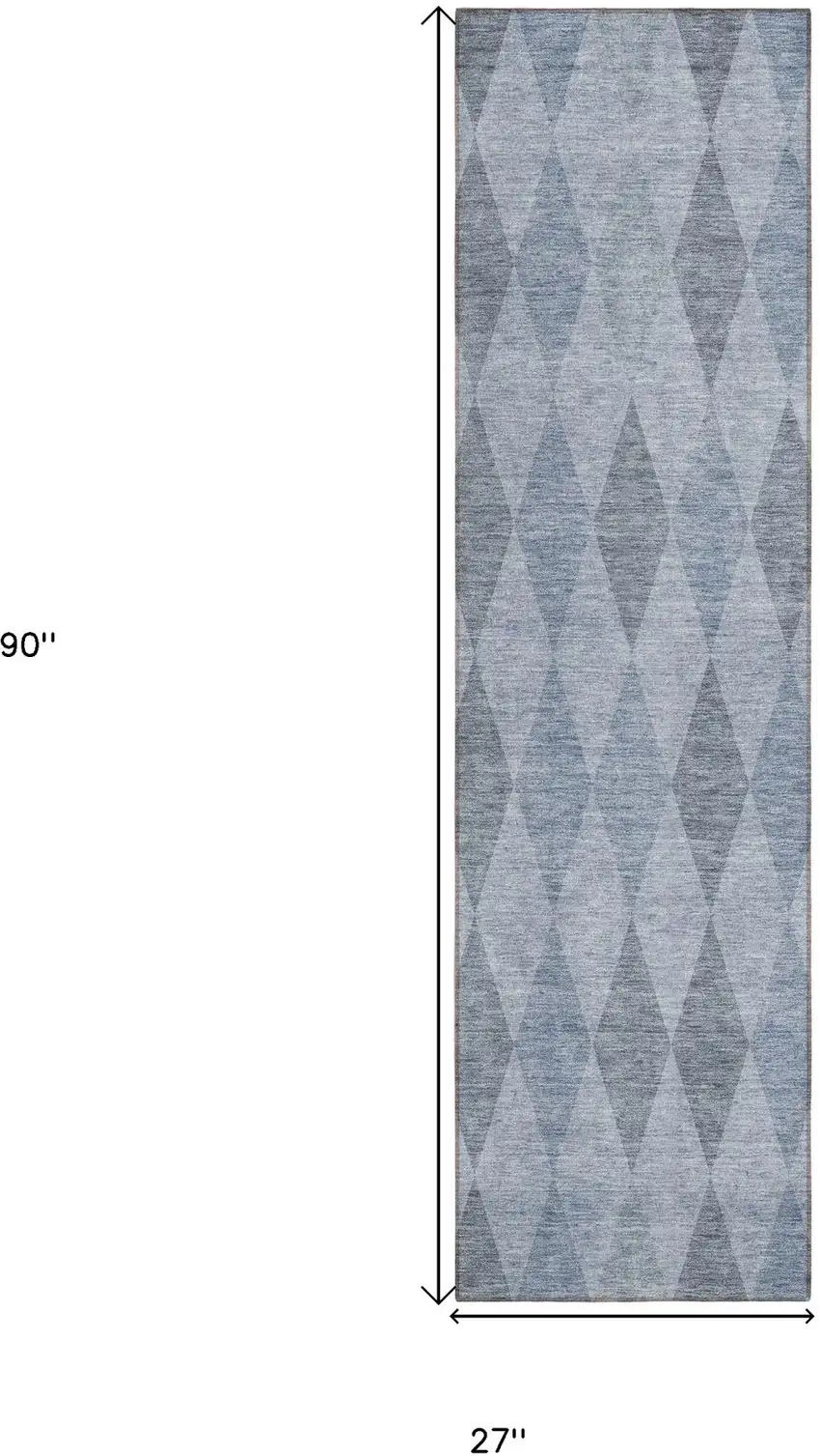 8' Runner Denim Blue Geometric Washable Non Skid Indoor Outdoor Runner Rug Photo 3