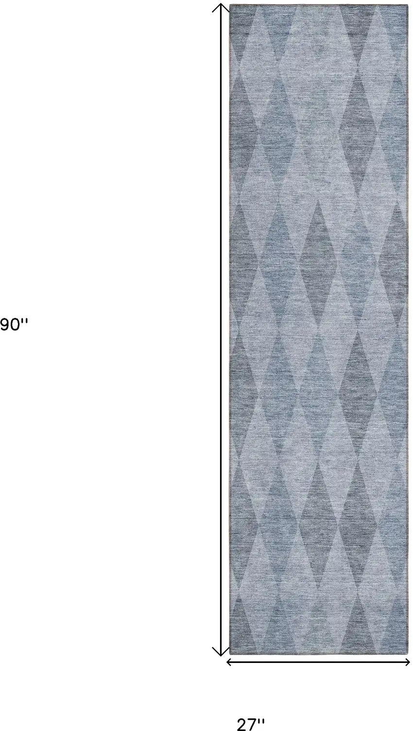 8' Runner Denim Blue Geometric Washable Non Skid Indoor Outdoor Runner Rug Photo 3