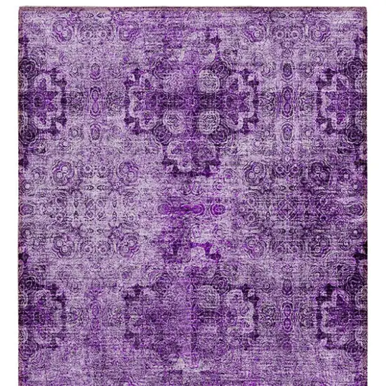 Eggplant Floral Medallion Washable Non Skid Indoor Outdoor Runner Rug Photo 6