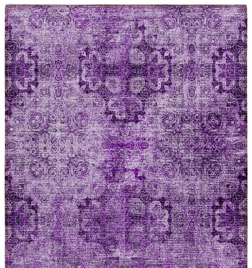 Eggplant Floral Medallion Washable Non Skid Indoor Outdoor Runner Rug Photo 6