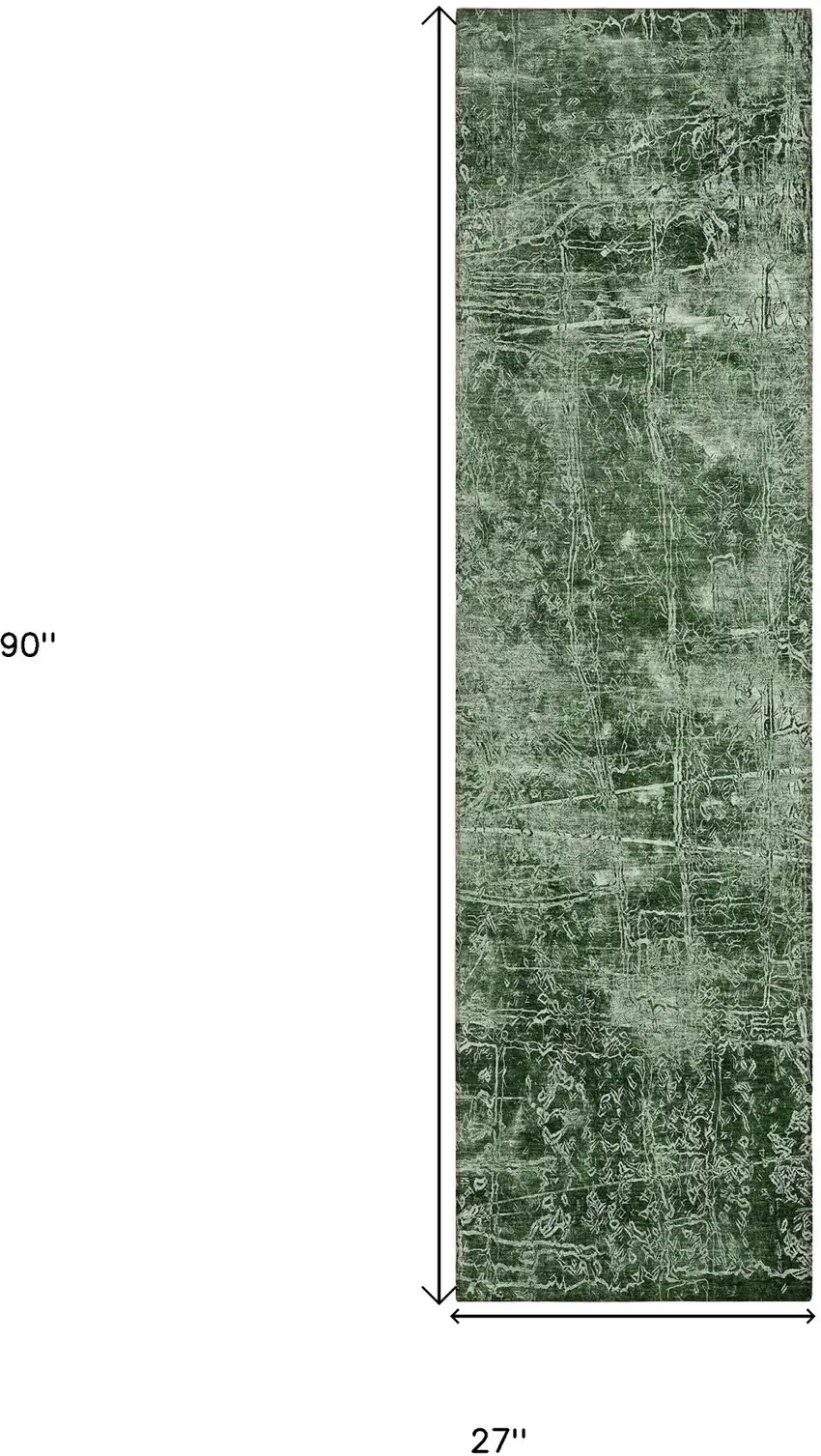 Emerald Abstract Washable Non Skid Indoor Outdoor Runner Rug Photo 4