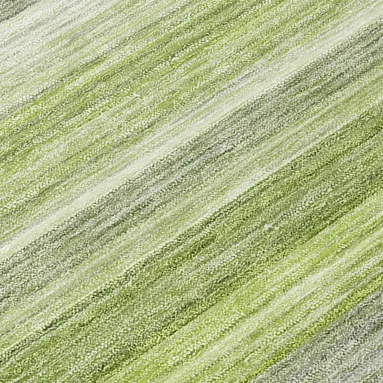 Fern Green Striped Washable Non Skid Indoor Outdoor Runner Rug Photo 8