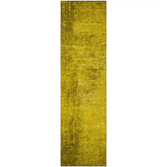 Gold Abstract Washable Non Skid Indoor Outdoor Runner Rug Photo 5