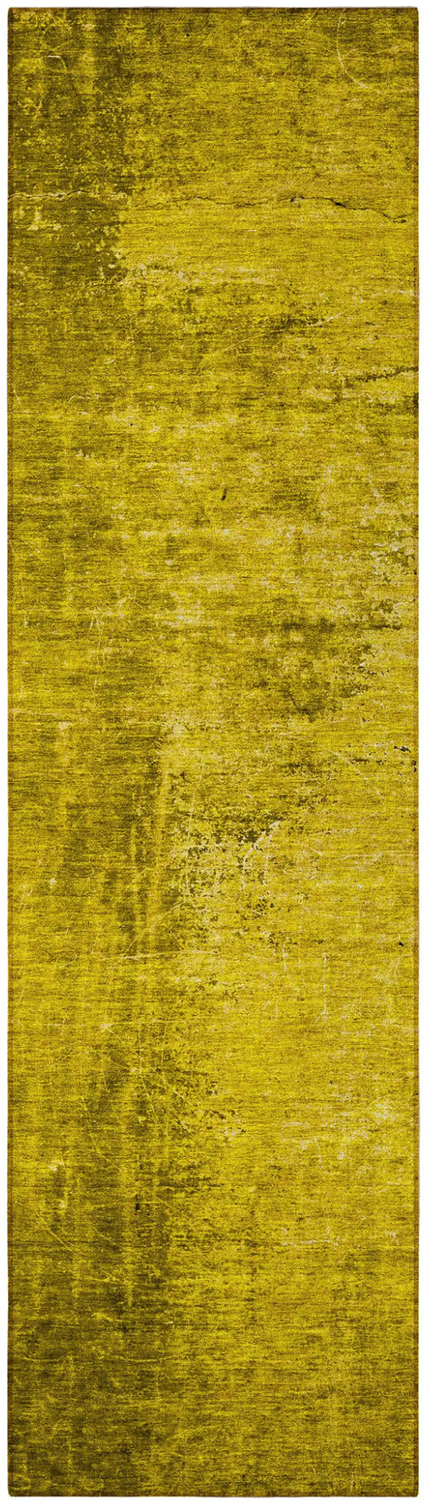 Gold Abstract Washable Non Skid Indoor Outdoor Runner Rug Photo 5