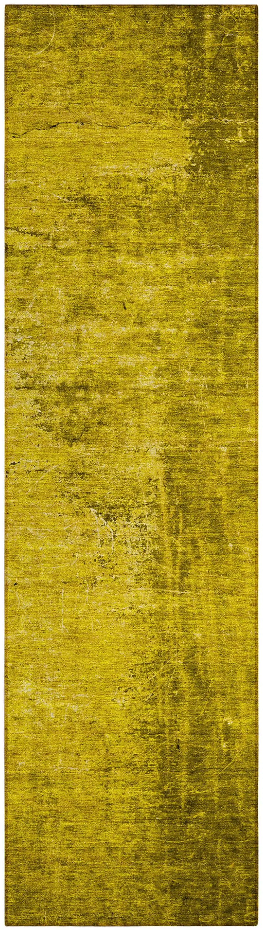 8' Runner Gold Abstract Washable Non Skid Indoor Outdoor Runner Rug Photo 2