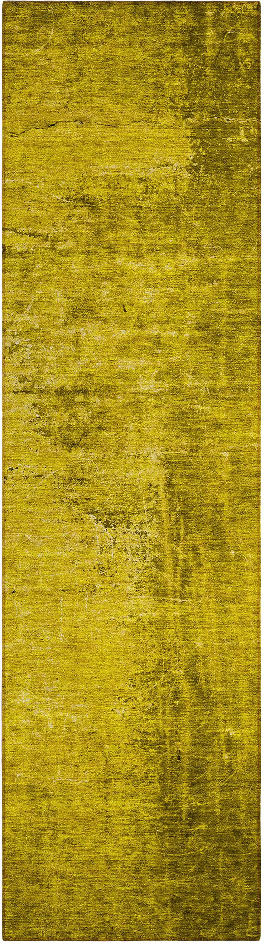 8' Runner Gold Abstract Washable Non Skid Indoor Outdoor Runner Rug Photo 2