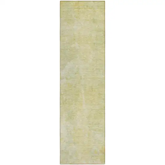 8' Runner Gold Abstract Washable Non Skid Indoor Outdoor Runner Rug Photo 2