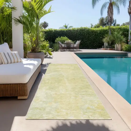 Gold Abstract Washable Non Skid Indoor Outdoor Runner Rug Photo 8