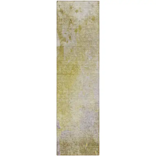 Gold Beige and Purple Abstract Washable Non Skid Indoor Outdoor Runner Rug Photo 2