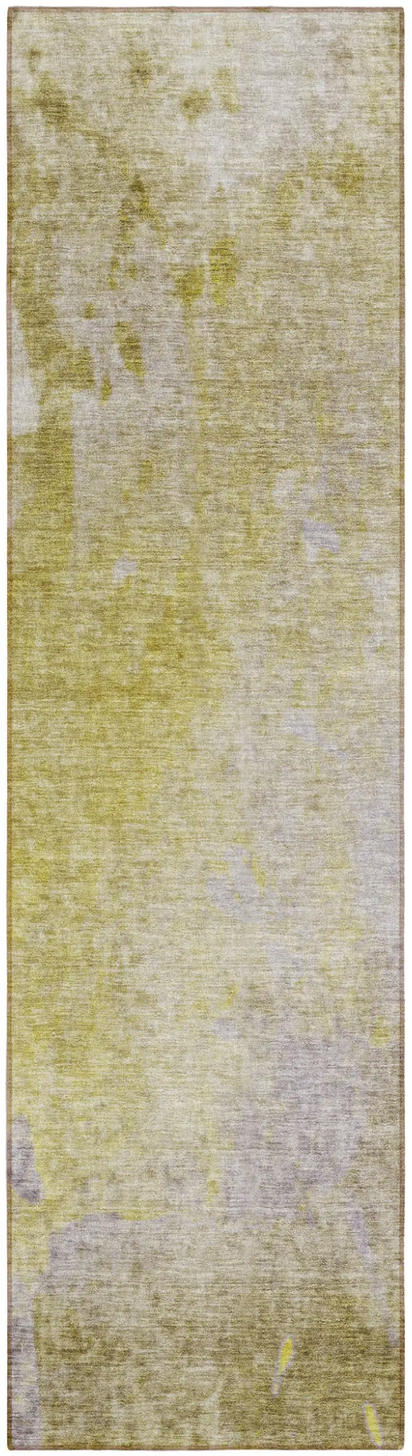 Gold Beige and Purple Abstract Washable Non Skid Indoor Outdoor Runner Rug Photo 2