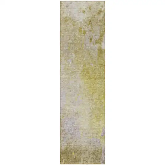 Gold Beige and Purple Abstract Washable Non Skid Indoor Outdoor Runner Rug Photo 5