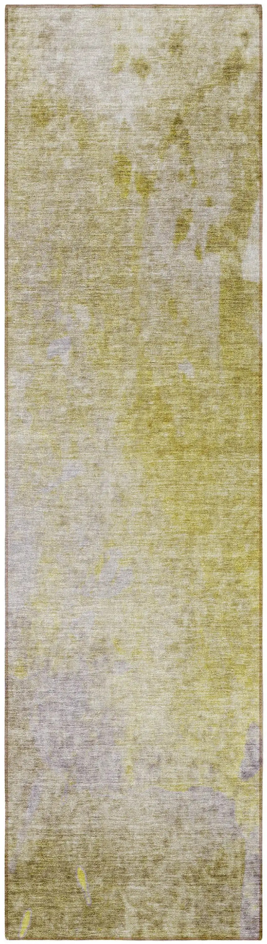 Gold Beige and Purple Abstract Washable Non Skid Indoor Outdoor Runner Rug Photo 5