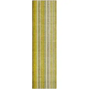 Photo of 8' Runner Gold Striped Washable Non Skid Indoor Outdoor Runner Rug