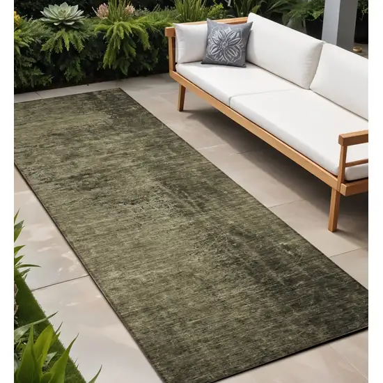 Gray Abstract Washable Non Skid Indoor Outdoor Runner Rug Photo 1