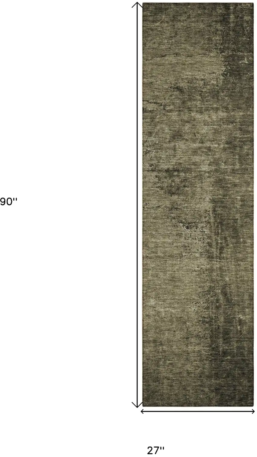 Gray Abstract Washable Non Skid Indoor Outdoor Runner Rug Photo 3