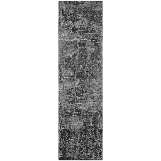 8' Runner Gray Abstract Washable Non Skid Indoor Outdoor Runner Rug Photo 4