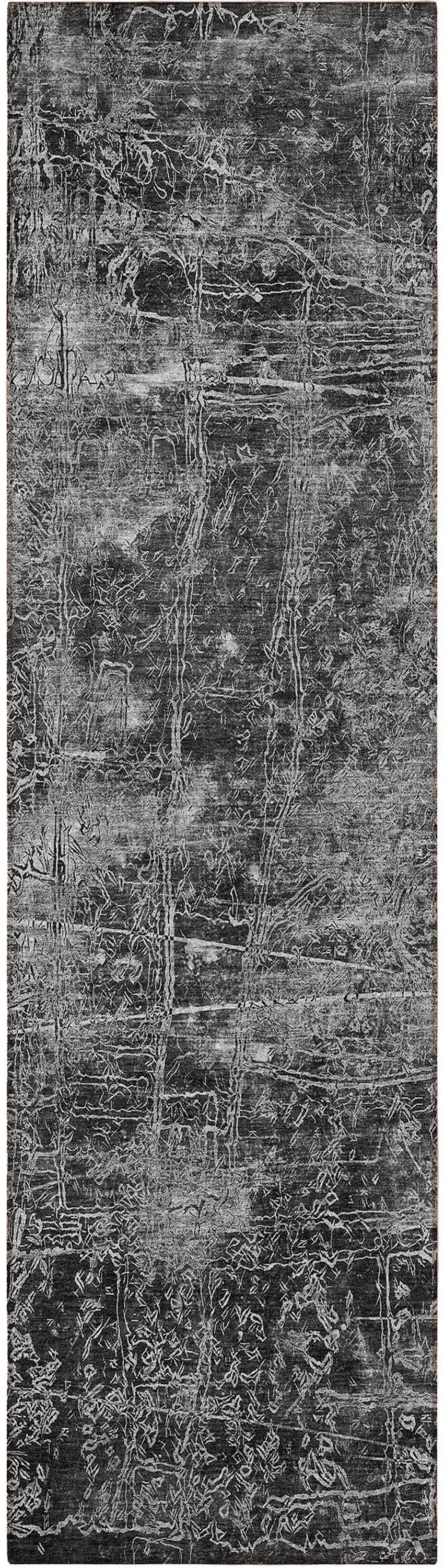 Gray Abstract Washable Non Skid Indoor Outdoor Runner Rug Photo 5