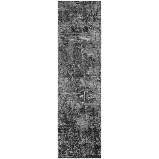8' Runner Gray Abstract Washable Non Skid Indoor Outdoor Runner Rug Photo 2