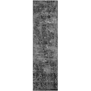 Photo of 8' Runner Gray Abstract Washable Non Skid Indoor Outdoor Runner Rug