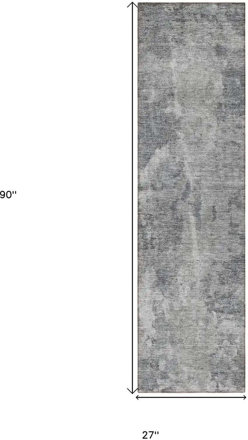 8' Runner Gray Abstract Washable Non Skid Indoor Outdoor Runner Rug Photo 3