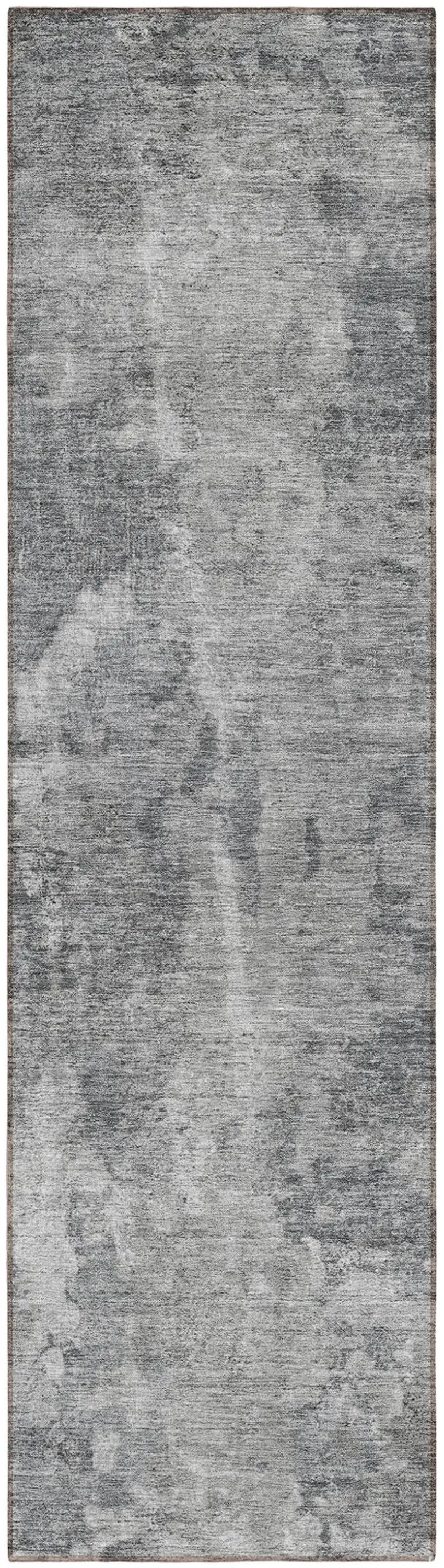 Gray Abstract Washable Non Skid Indoor Outdoor Runner Rug Photo 2