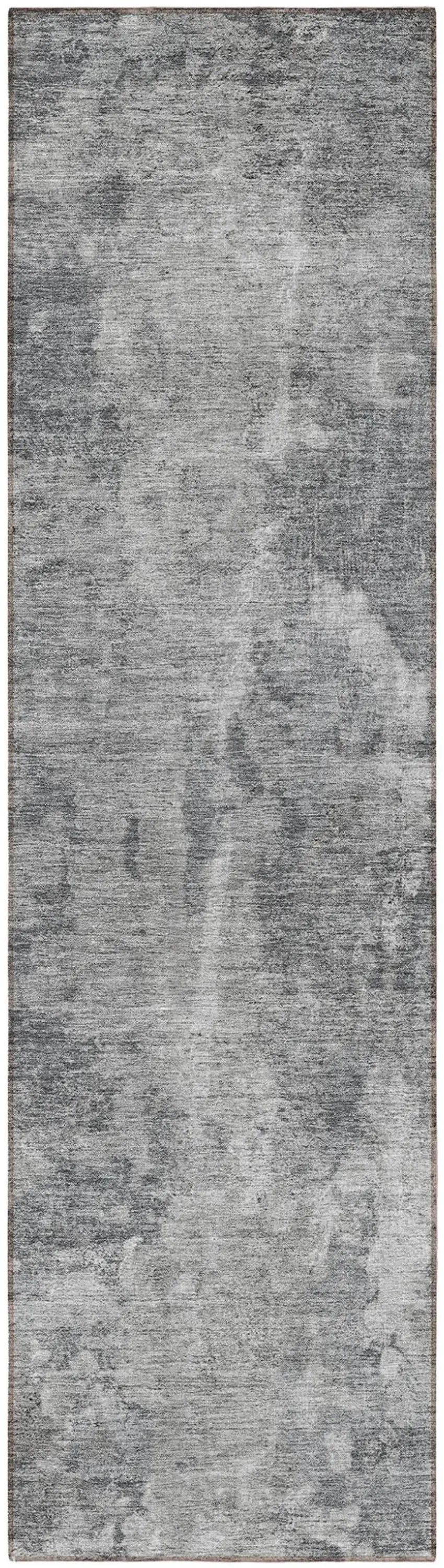 Gray Abstract Washable Non Skid Indoor Outdoor Runner Rug Photo 5