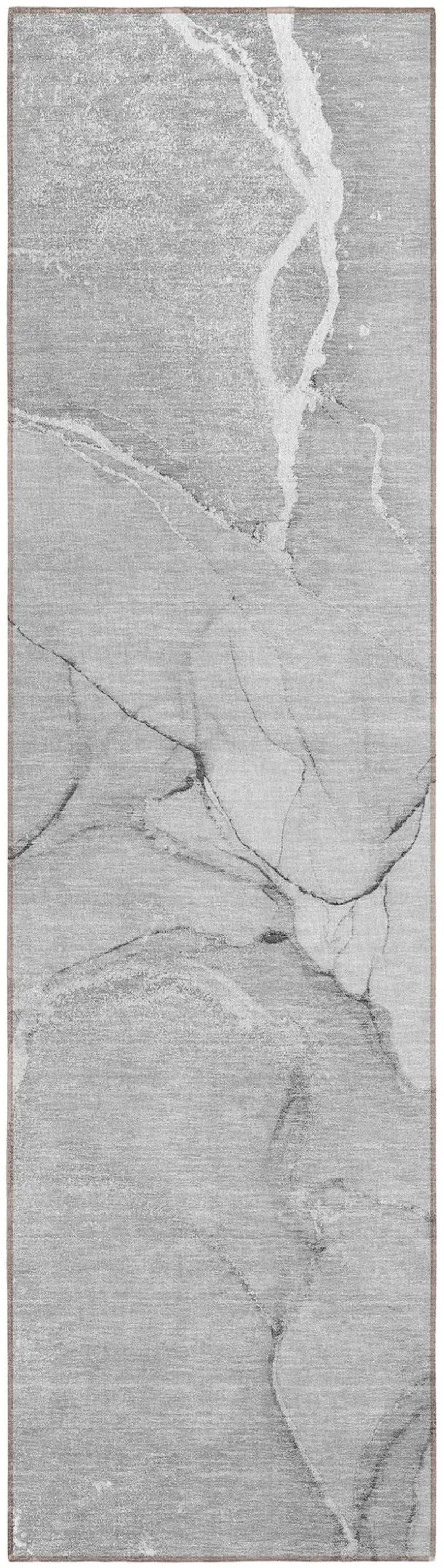 8' Runner Gray Abstract Washable Non Skid Indoor Outdoor Runner Rug Photo 2
