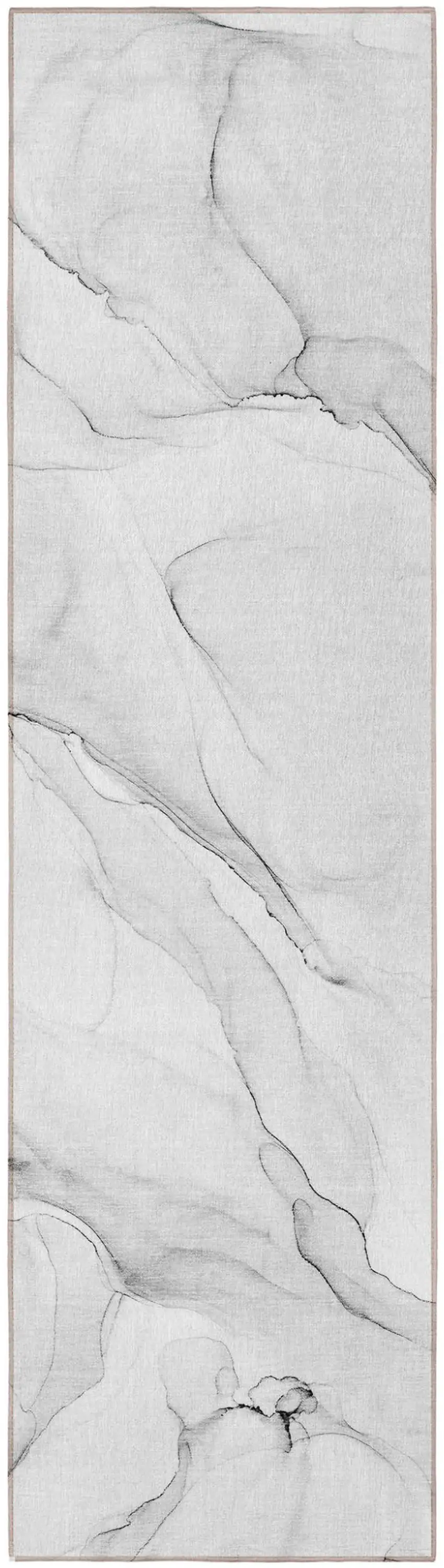 Gray Abstract Washable Non Skid Indoor Outdoor Runner Rug Photo 5