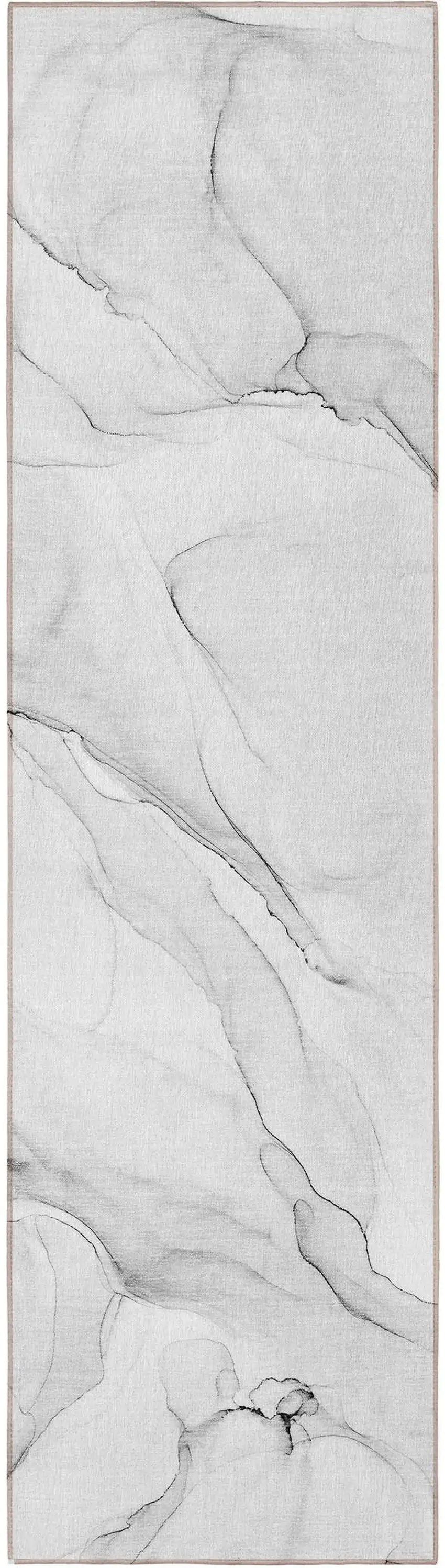 Gray Abstract Washable Non Skid Indoor Outdoor Runner Rug Photo 5