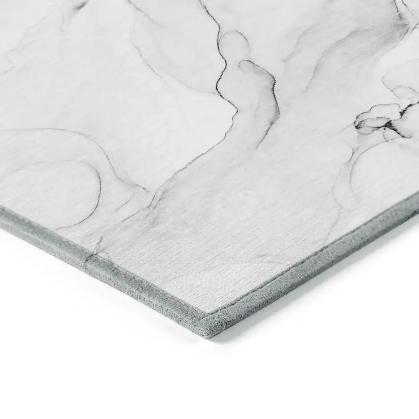 Gray Abstract Washable Non Skid Indoor Outdoor Runner Rug Photo 7
