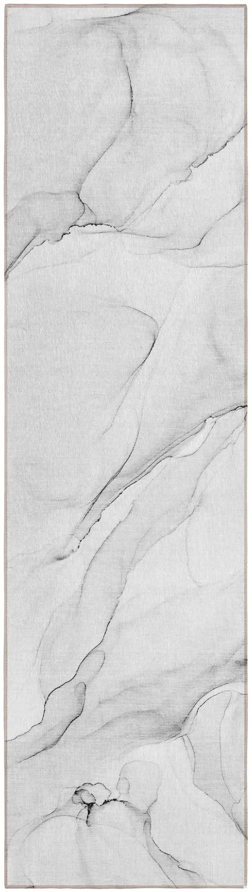 8' Runner Gray Abstract Washable Non Skid Indoor Outdoor Runner Rug Photo 2