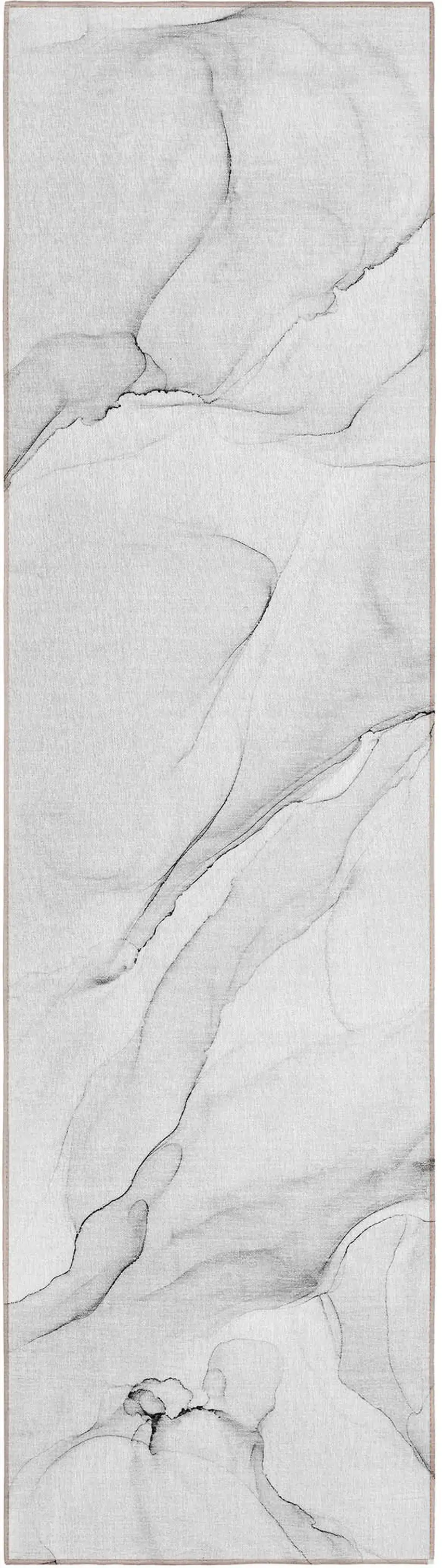 8' Runner Gray Abstract Washable Non Skid Indoor Outdoor Runner Rug Photo 2