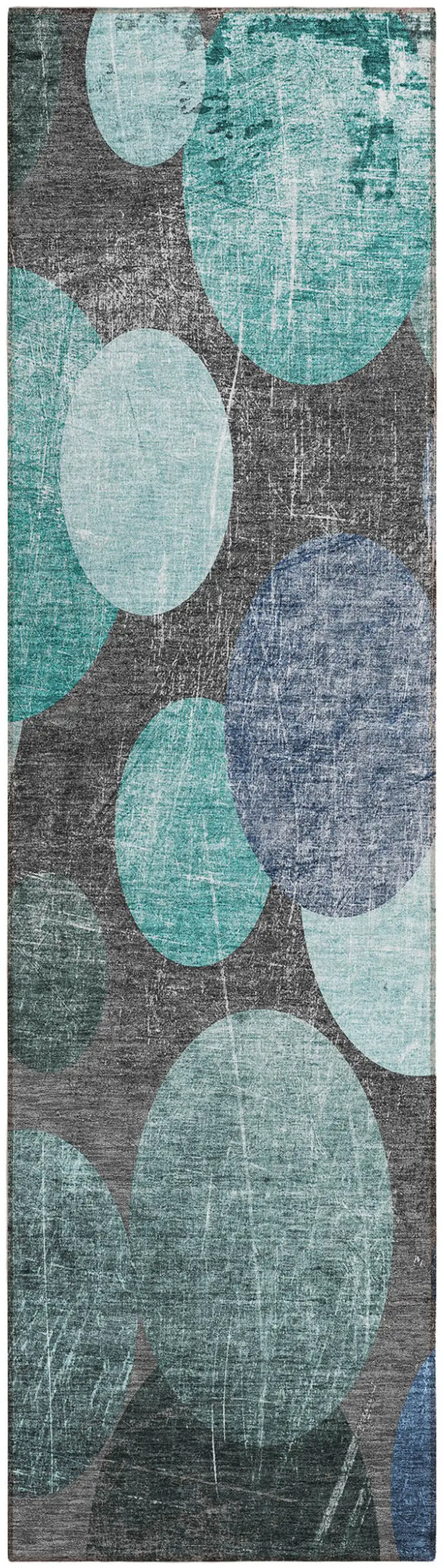 Gray Blue and Purple Abstract Washable Non Skid Indoor Outdoor Runner Rug Photo 2