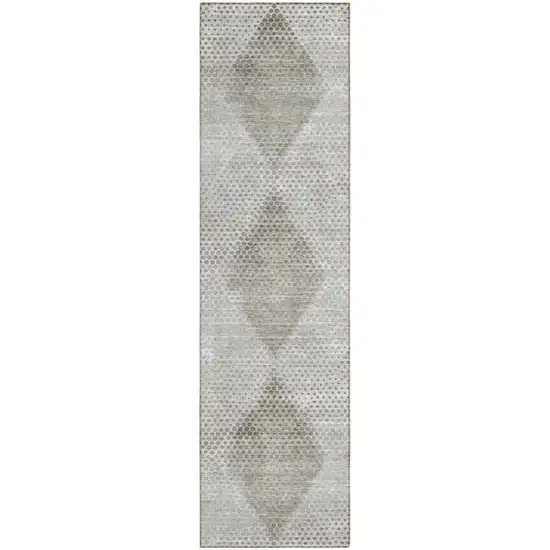 Gray Geometric Washable Non Skid Indoor Outdoor Runner Rug Photo 2