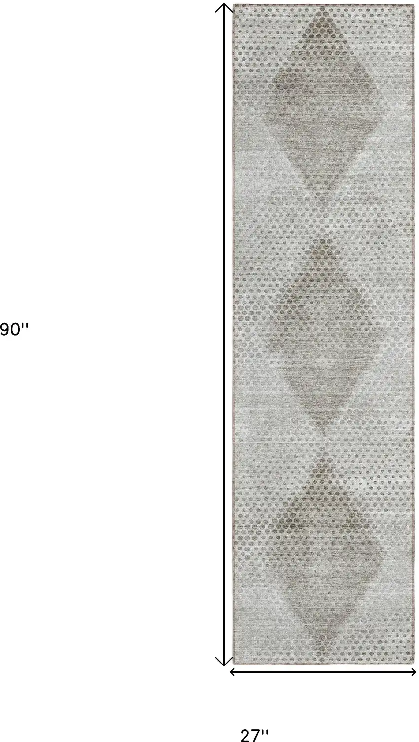 8' Runner Gray Geometric Washable Non Skid Indoor Outdoor Runner Rug Photo 3
