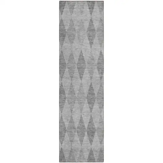 Gray Geometric Washable Non Skid Indoor Outdoor Runner Rug Photo 2