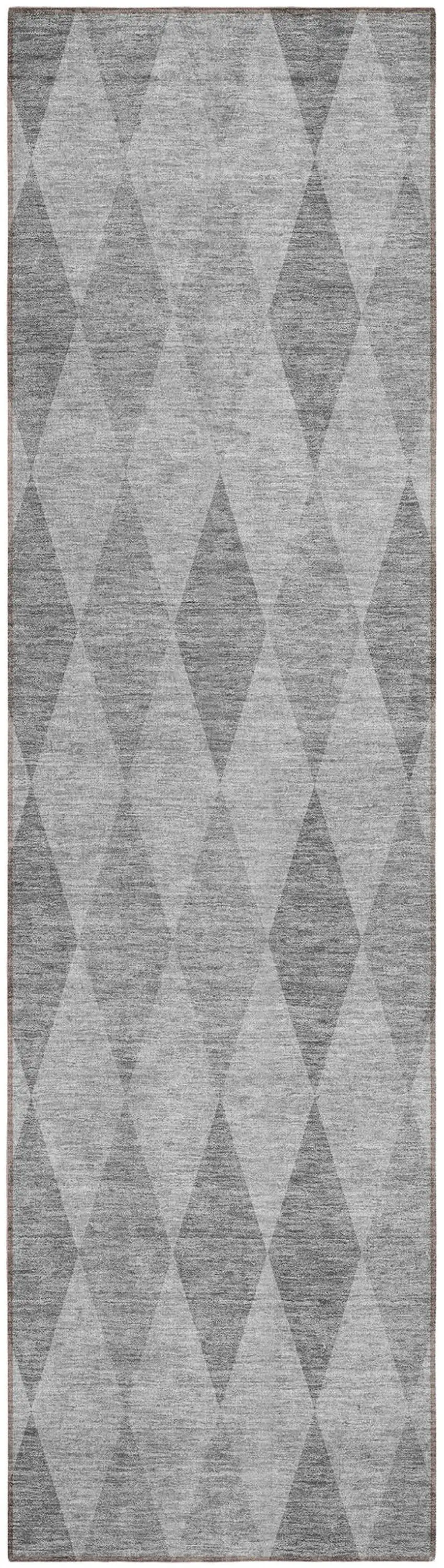 Gray Geometric Washable Non Skid Indoor Outdoor Runner Rug Photo 2
