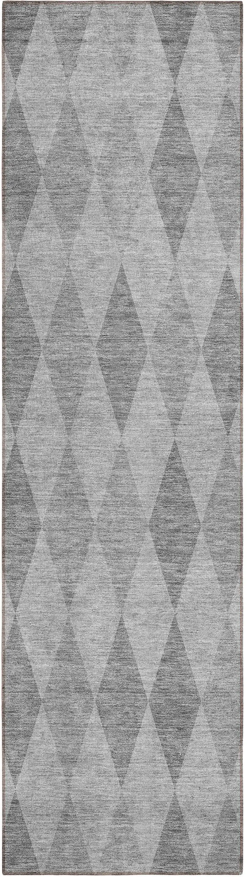 Gray Geometric Washable Non Skid Indoor Outdoor Runner Rug Photo 2