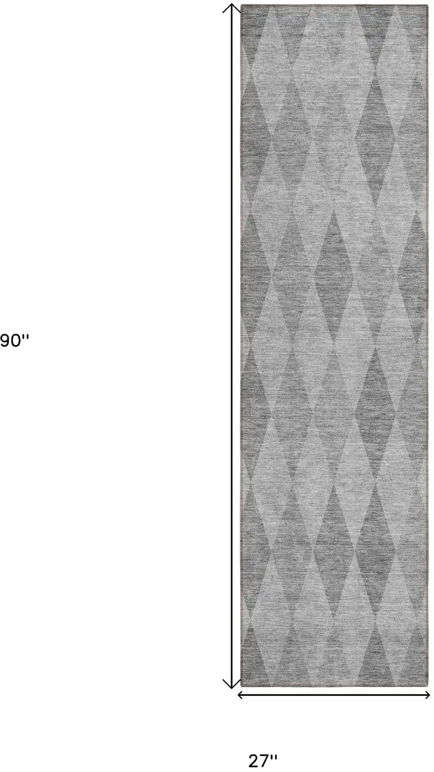 8' Runner Gray Geometric Washable Non Skid Indoor Outdoor Runner Rug Photo 3