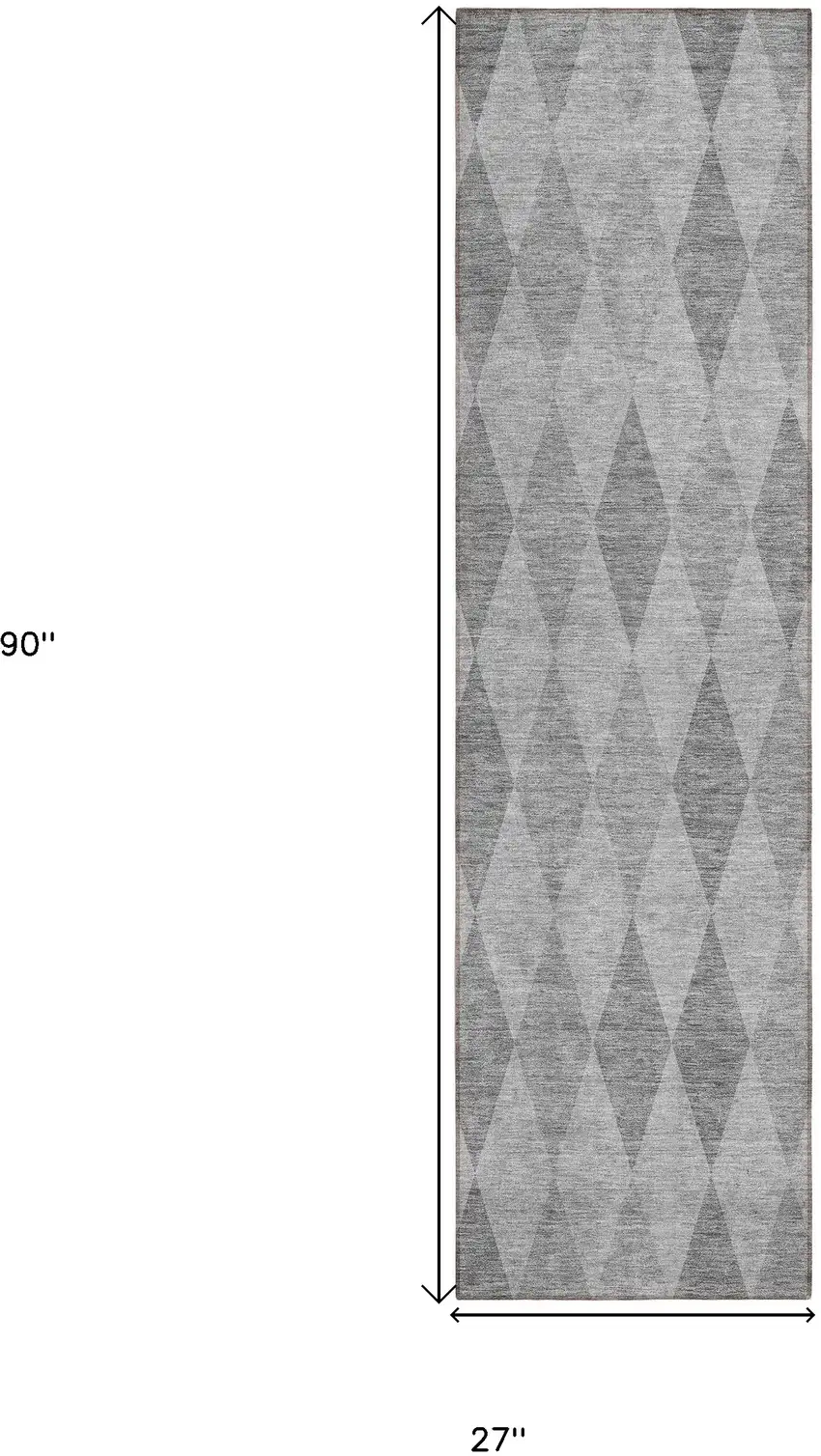 8' Runner Gray Geometric Washable Non Skid Indoor Outdoor Runner Rug Photo 3