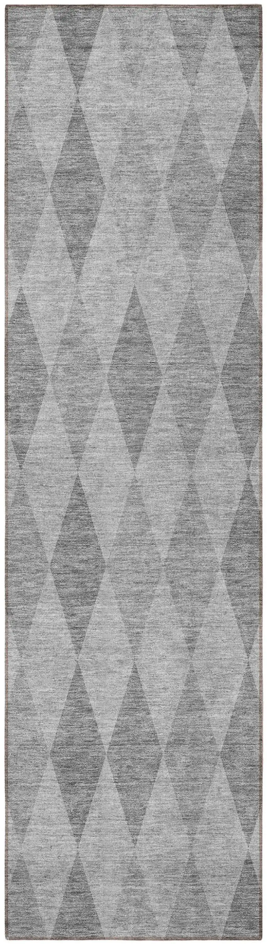 8' Runner Gray Geometric Washable Non Skid Indoor Outdoor Runner Rug Photo 4