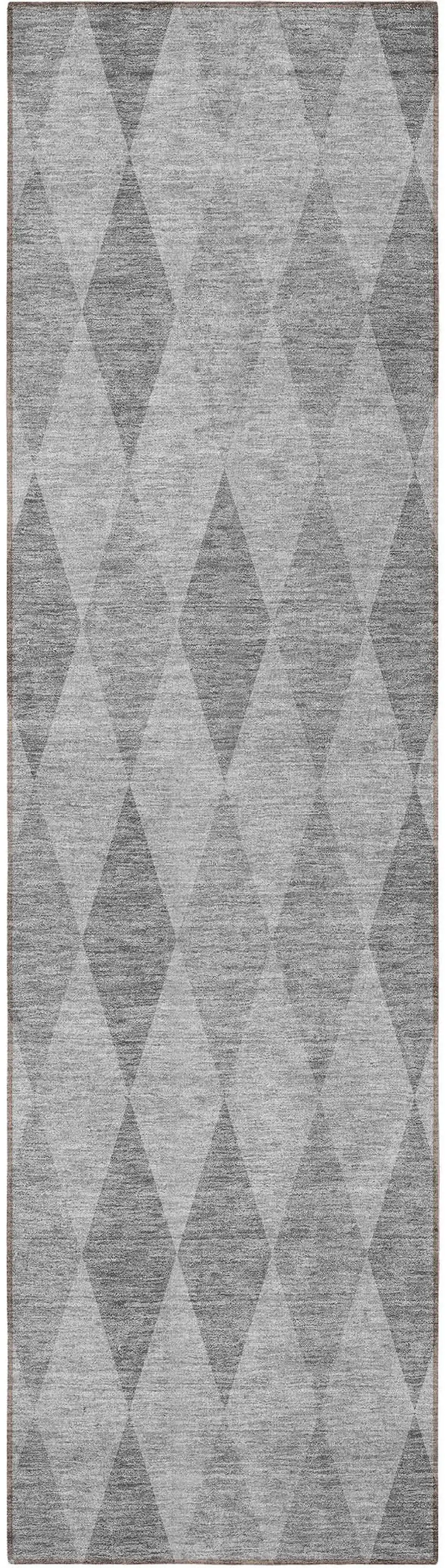 8' Runner Gray Geometric Washable Non Skid Indoor Outdoor Runner Rug Photo 4